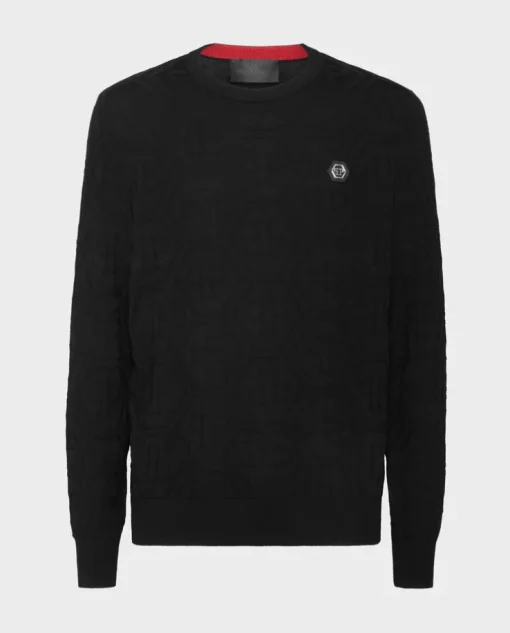 Czarny sweter z monogramem