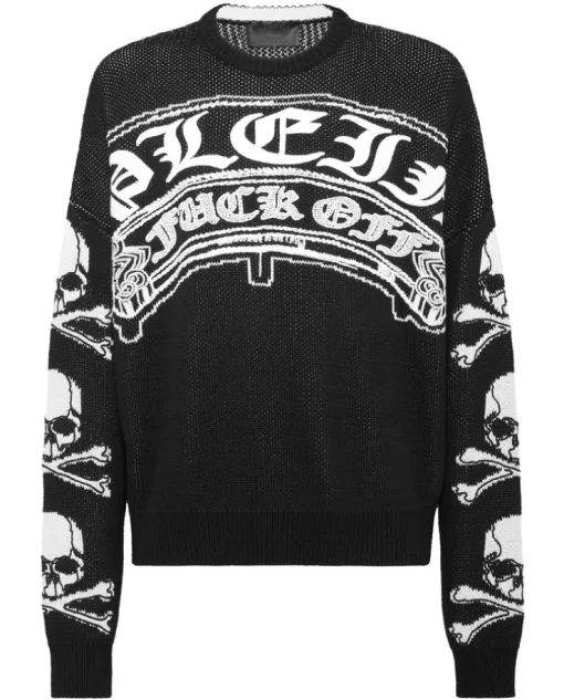 Czarny sweter z printem