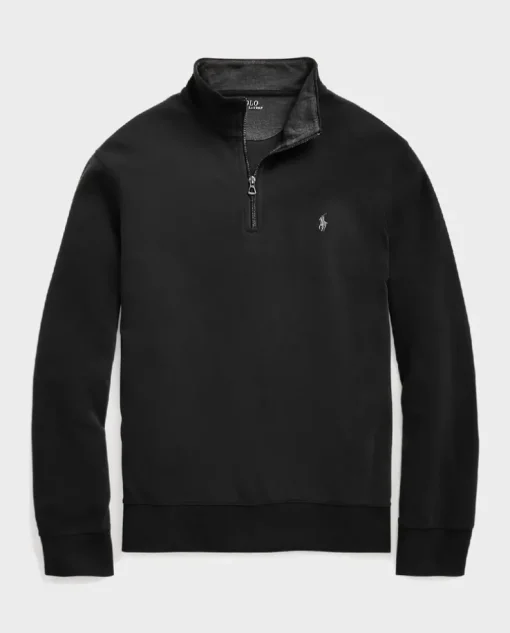 Czarny sweter z suwakiem i logo