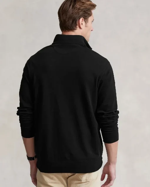 Czarny sweter z suwakiem i logo