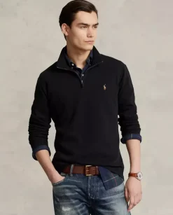 Czarny sweter z suwakiem i logo