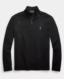 Czarny sweter z suwakiem i logo