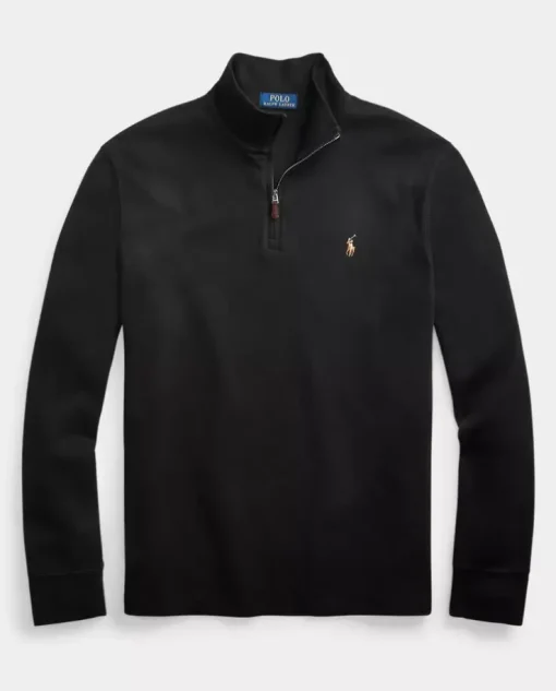 Czarny sweter z suwakiem i logo