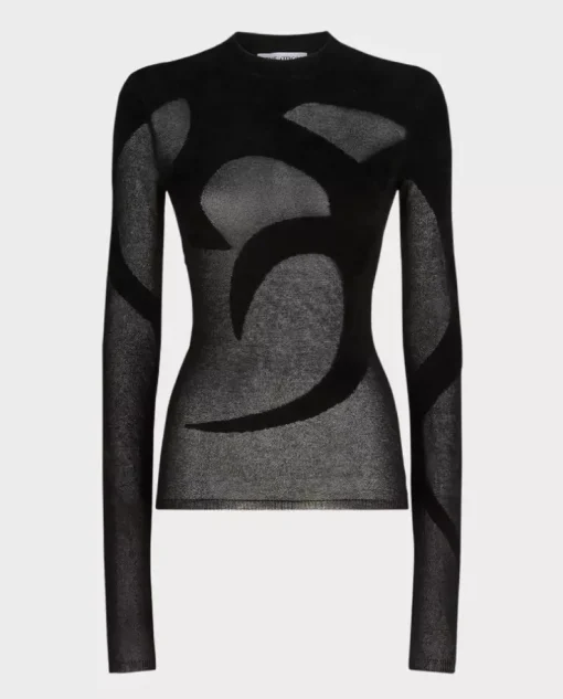 Czarny szyfonowy sweter
