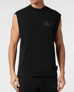 Czarny tank top z logo