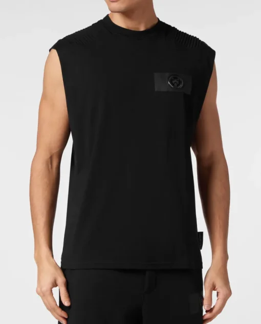 Czarny tank top z logo
