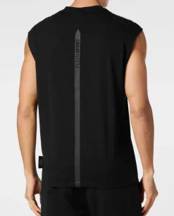 Czarny tank top z logo