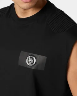 Czarny tank top z logo