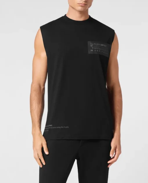 Czarny tank top z printem