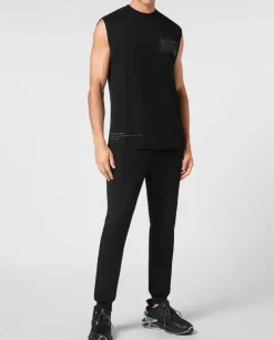 Czarny tank top z printem