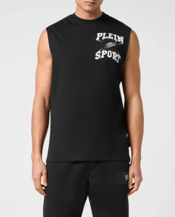 Czarny tank top z printem