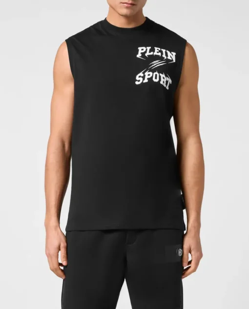 Czarny tank top z printem