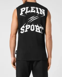 Czarny tank top z printem