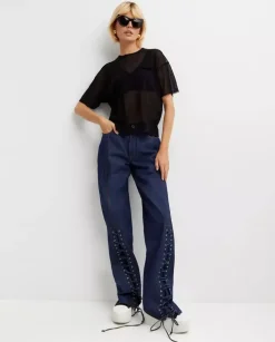 Czarny tiulowy t-shirt z nadrukiem Black Earth
