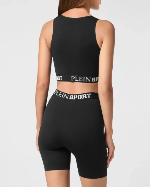 Czarny top sportowy z logo