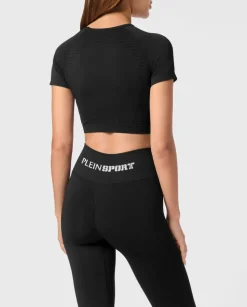 Czarny top sportowy z logo