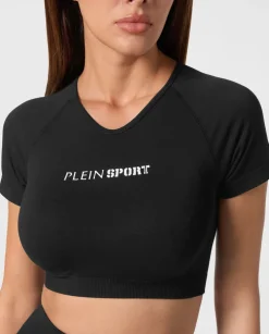 Czarny top sportowy z logo