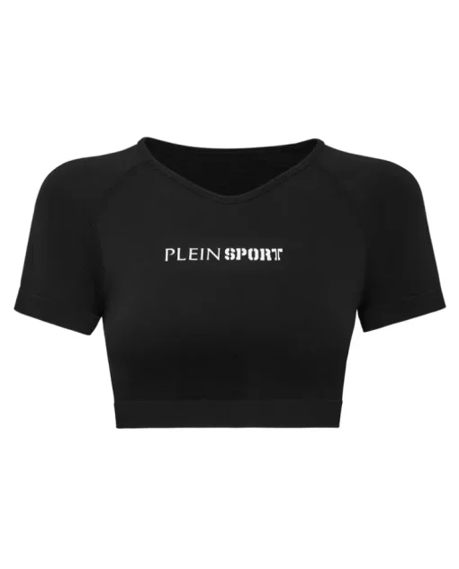 Czarny top sportowy z logo