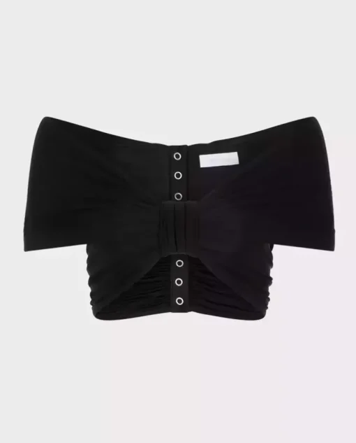Czarny top z drapowaniem