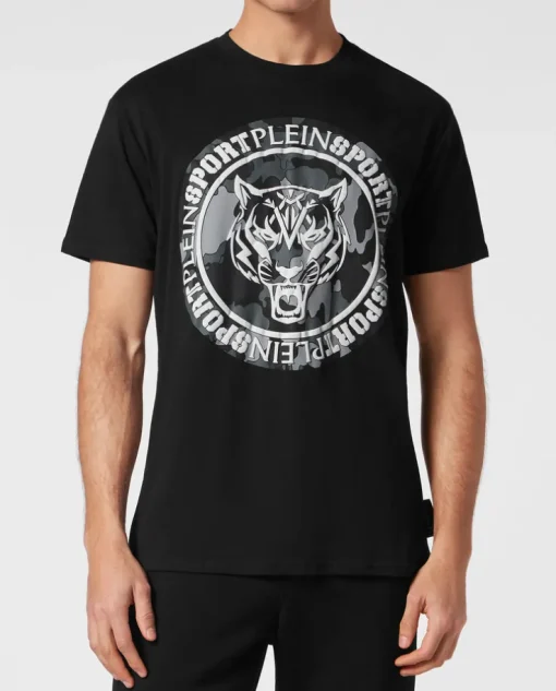 Czarny t-shirt bez rękawów Carbon Tiger