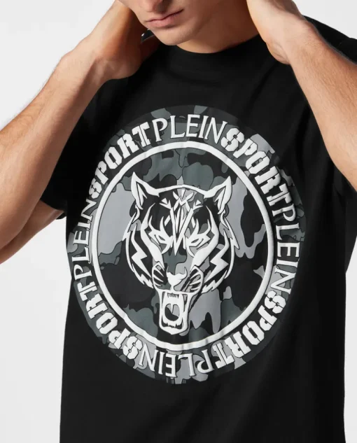 Czarny t-shirt bez rękawów Carbon Tiger