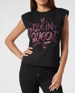 Czarny t-shirt bez rękawów Sexy Pure