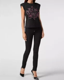 Czarny t-shirt bez rękawów Sexy Pure