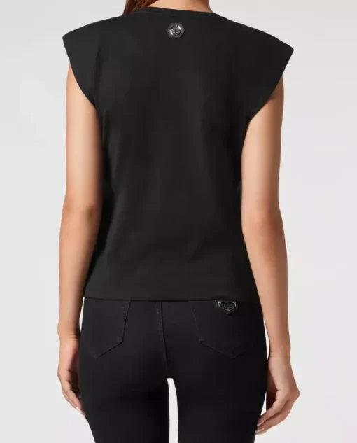 Czarny t-shirt bez rękawów Sexy Pure