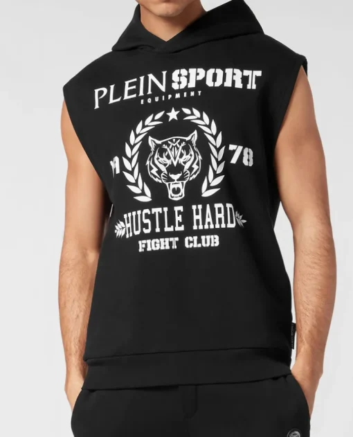 Czarny t-shirt bez rękawów Tiger