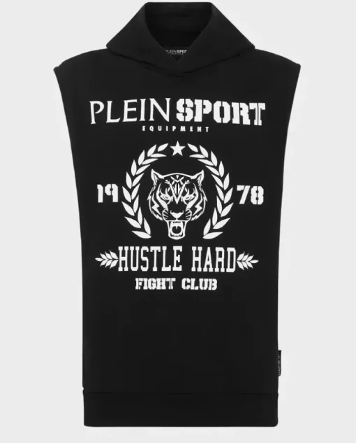 Czarny t-shirt bez rękawów Tiger