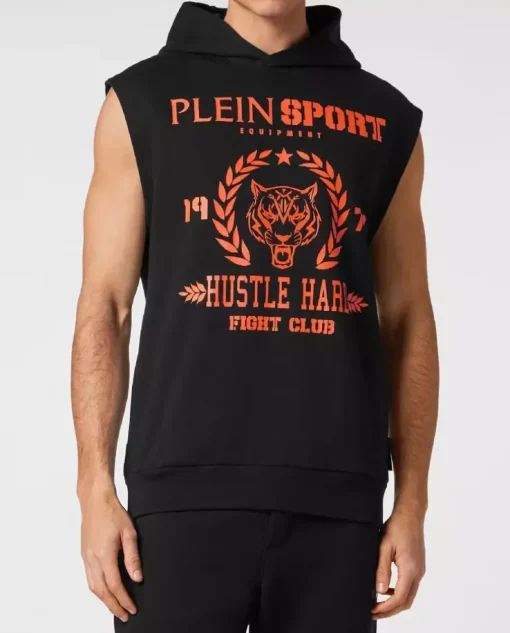 Czarny t-shirt bez rękawów Tiger