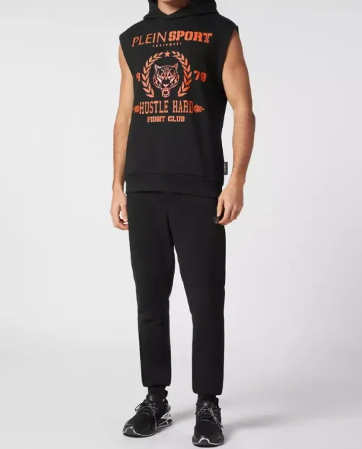 Czarny t-shirt bez rękawów Tiger