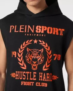 Czarny t-shirt bez rękawów Tiger