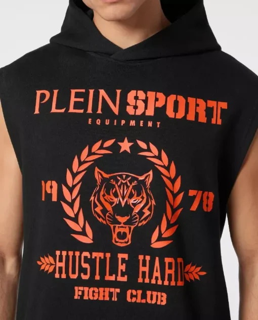 Czarny t-shirt bez rękawów Tiger