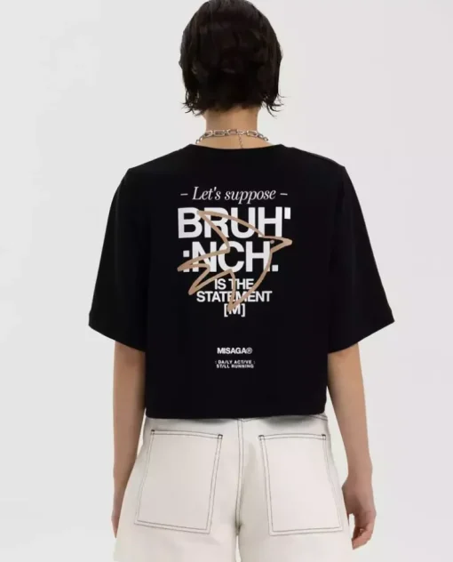 Czarny t-shirt Brunch Crop