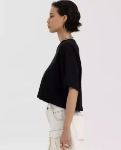 Czarny t-shirt Brunch Crop