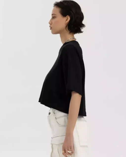 Czarny t-shirt Brunch Crop