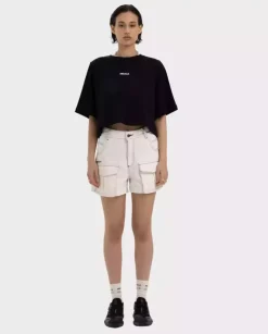 Czarny t-shirt Brunch Crop