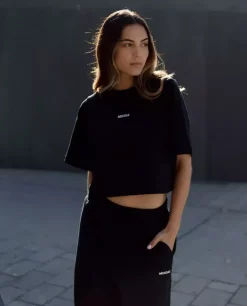 Czarny t-shirt Brunch Crop