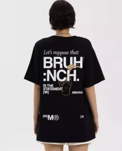 Czarny t-shirt Brunch Relaxed