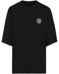 Czarny t-shirt o luźnym kroju
