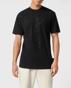 Czarny T-shirt z aplikacją