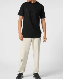 Czarny T-shirt z aplikacją