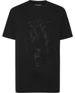 Czarny T-shirt z aplikacją