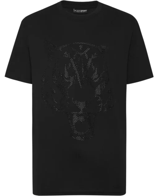 Czarny T-shirt z aplikacją