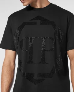 Czarny T-shirt z aplikacją