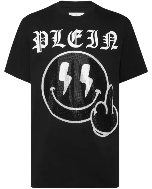 Czarny t-shirt z aplikacją