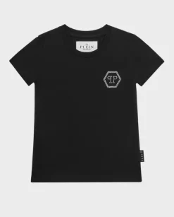 Czarny T-shirt z aplikacją