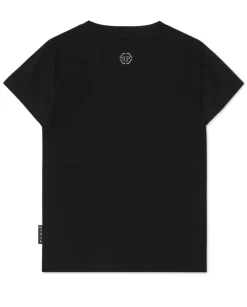 Czarny T-shirt z aplikacją