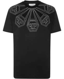 Czarny T-shirt z błyszczącą aplikacją